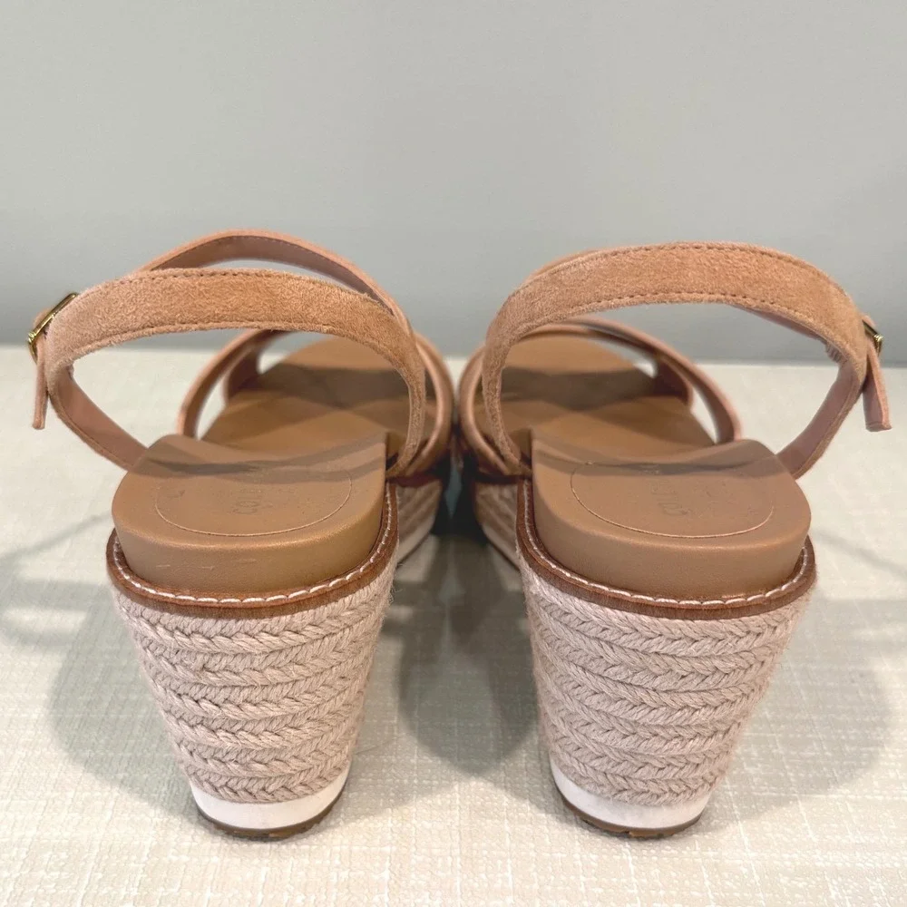 Cole Haan Cloudfeel Silver Tan Suede Espadrille Wedge Sandals NWOT - Size 7.5